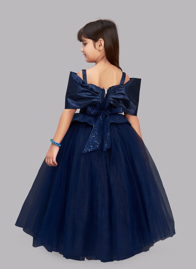 PinkChick Navy Blue Embellished Maxi Dress for Girls - Image 5