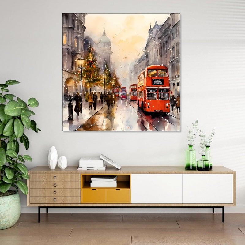 The Castle Decor ديكور القلعة لوحة فنية تجريدية عتيقة بإطار حجم كبير 24X24 فن جداري لغرفة المعيشة غرفة النوم غرفة الرسم الفنادق إطار خشبي لوحة رقمية - Image 1