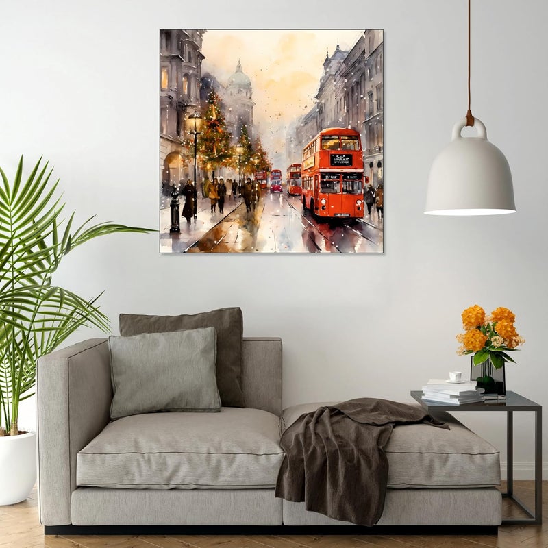 The Castle Decor ديكور القلعة لوحة فنية تجريدية عتيقة بإطار حجم كبير 24X24 فن جداري لغرفة المعيشة غرفة النوم غرفة الرسم الفنادق إطار خشبي لوحة رقمية - Image 3