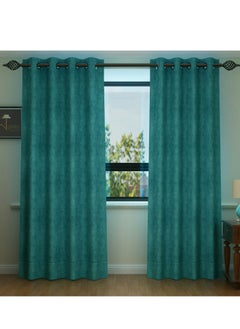 Fabrahome Light Filtering 7 Ft Rectangular Suede Fabric Curtain (Set of 2)