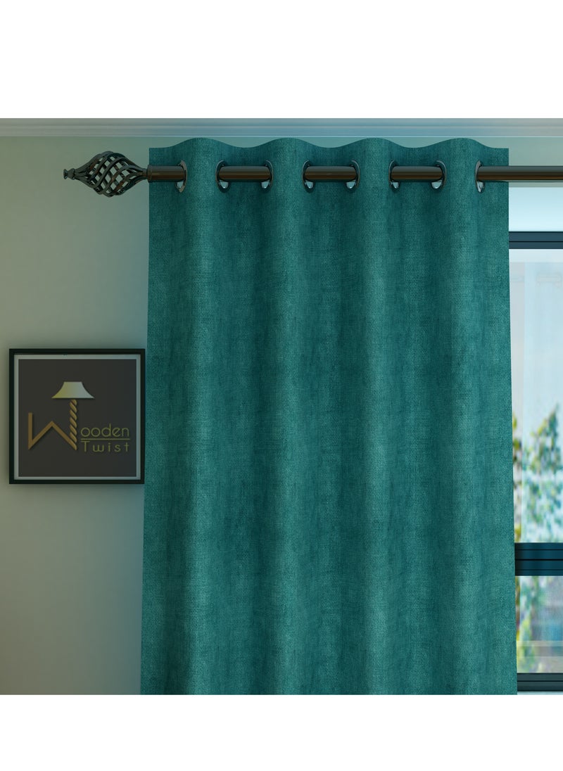 Wooden Twist - Fabrahome Light Filtering 7 Ft Rectangular Suede Fabric Curtain (Set of 2) - Image 1