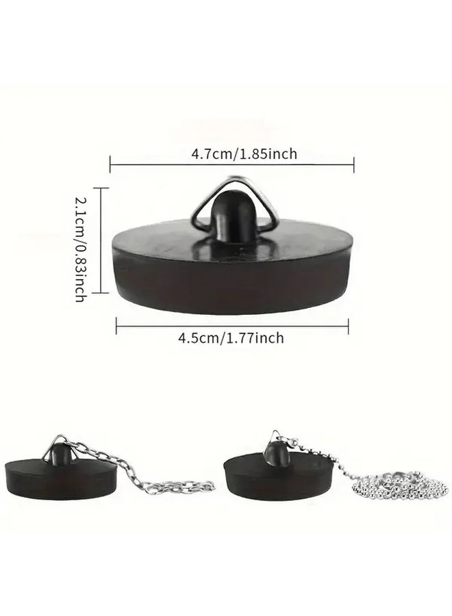 Long Chain Style 4 Pcs Rubber Sink Stopper with Chain Odor Proof Universal Drain Blocker - Image 3