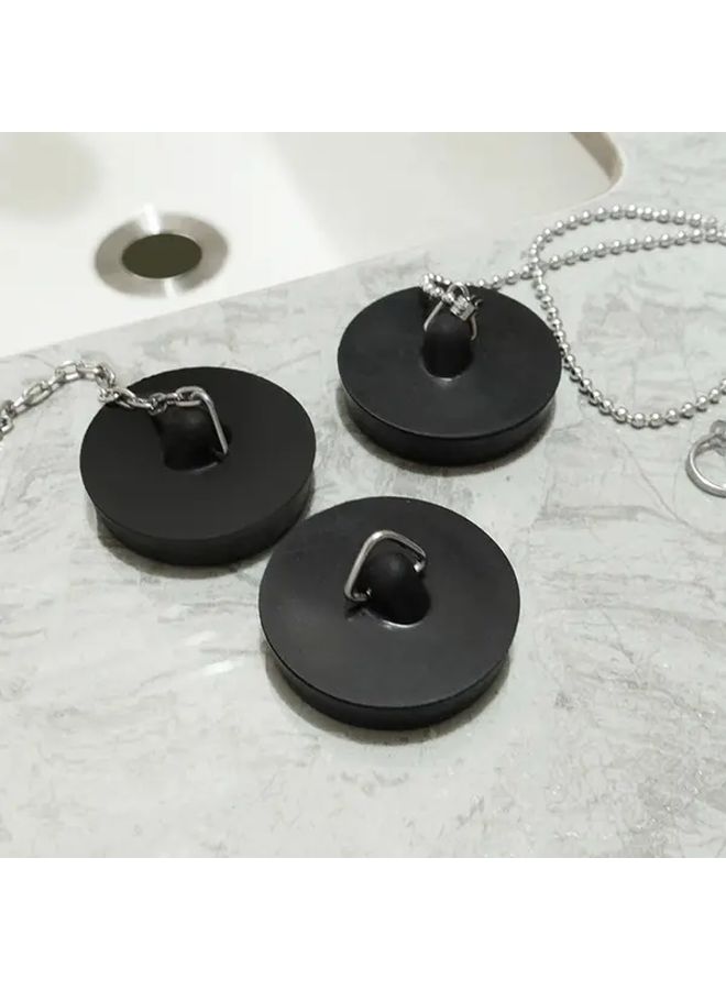 Long Chain Style 4 Pcs Rubber Sink Stopper with Chain Odor Proof Universal Drain Blocker - Image 2