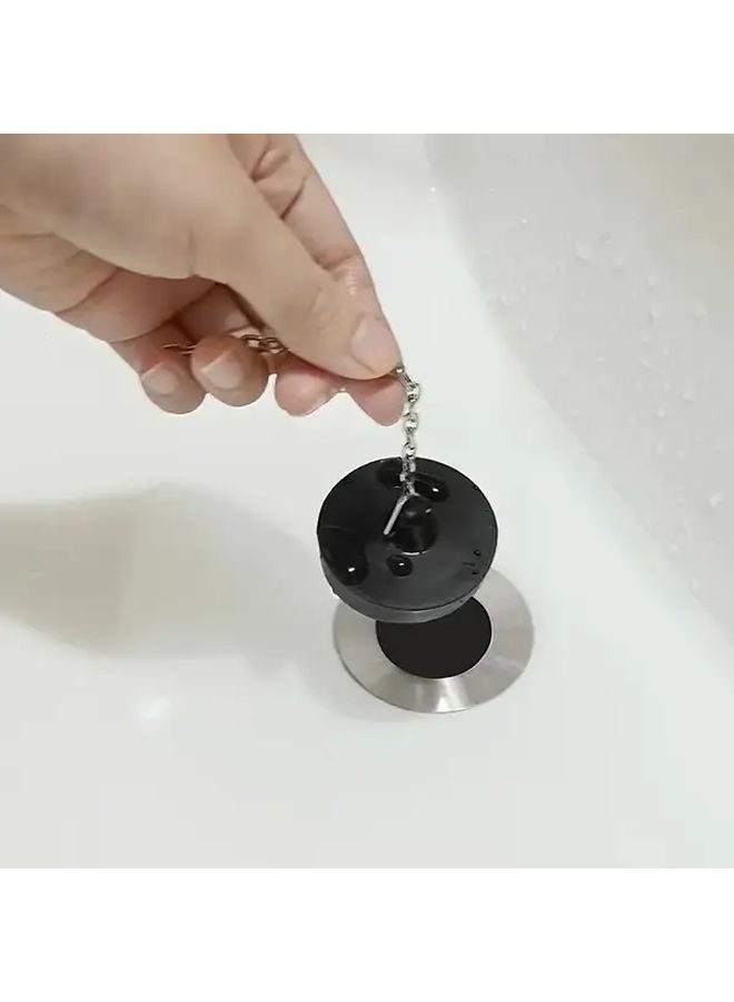 Long Chain Style 4 Pcs Rubber Sink Stopper with Chain Odor Proof Universal Drain Blocker - Image 4