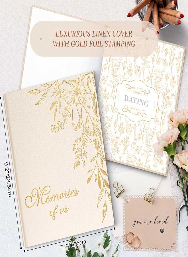 Lanpn Wedding Anniversary Journal Book Memories of Us, Linen Dating to 70th Wedding Scrapbook Notebook Memory Book, Newlywed Marriage Couple Anniversary Journal Bridal Shower Gifts (Beige, 190 Pages) - Image 2