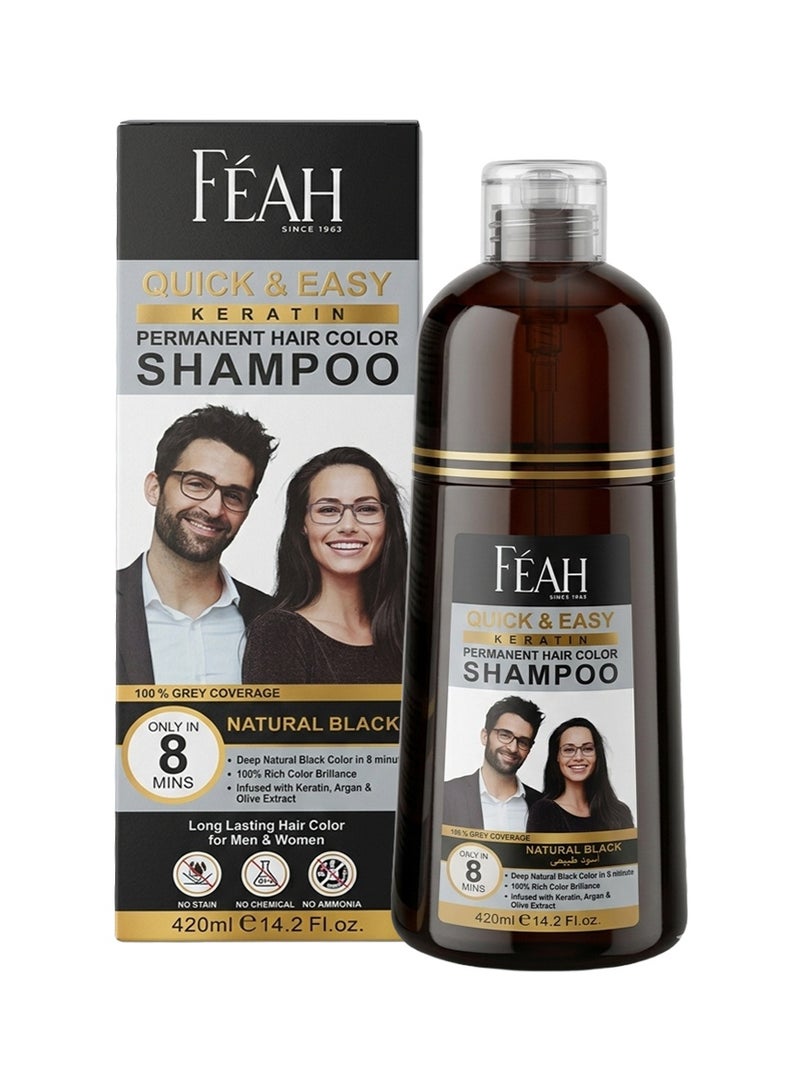 FEAH Black Hair Color Shampoo 420ML - Instant Black Hair Coloring & Cleansing Shampoo - Image 1