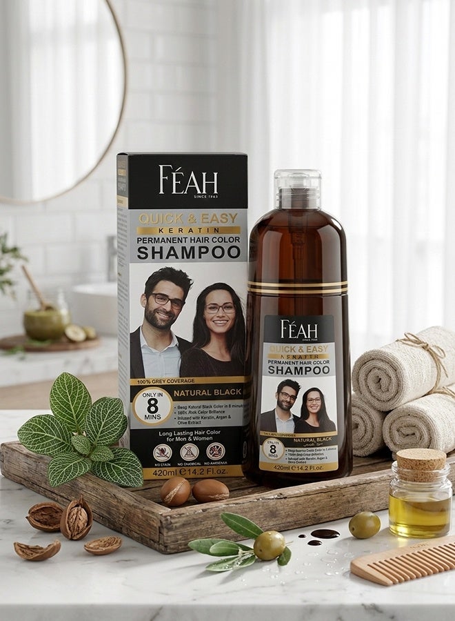 FEAH Black Hair Color Shampoo 420ML - Instant Black Hair Coloring & Cleansing Shampoo - Image 5