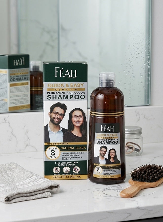 FEAH Black Hair Color Shampoo 420ML - Instant Black Hair Coloring & Cleansing Shampoo - Image 4