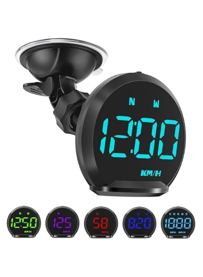 أنكوفو جيلو عداد سرعة رقمي جي بي اس، شاشة عرض امامية للسيارات مع سرعة ميل في الساعة، كم/ساعة، بوصلة، الوقت، تنبيه القيادة المتعب، منبه السرعة، ضبط السطوع، شاشة عرض اتش يو دي لجميع المركبات (G13) - Image 1