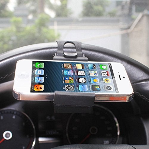 Reiko Car Steering Wheel Phone Mount - Retail Packaging - Gray - HLD07-GY - Image 2