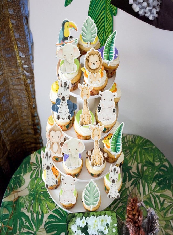 Ephlyn 54Pcs Edible Jungle Safari Animal Theme Cupcake Toppers Wafer Paper Jungle Safari Animal Cake Toppers Dessert Muffin Cake Picks Cake Decoration for Baby Shower Birthday Party Supplies - Image 5