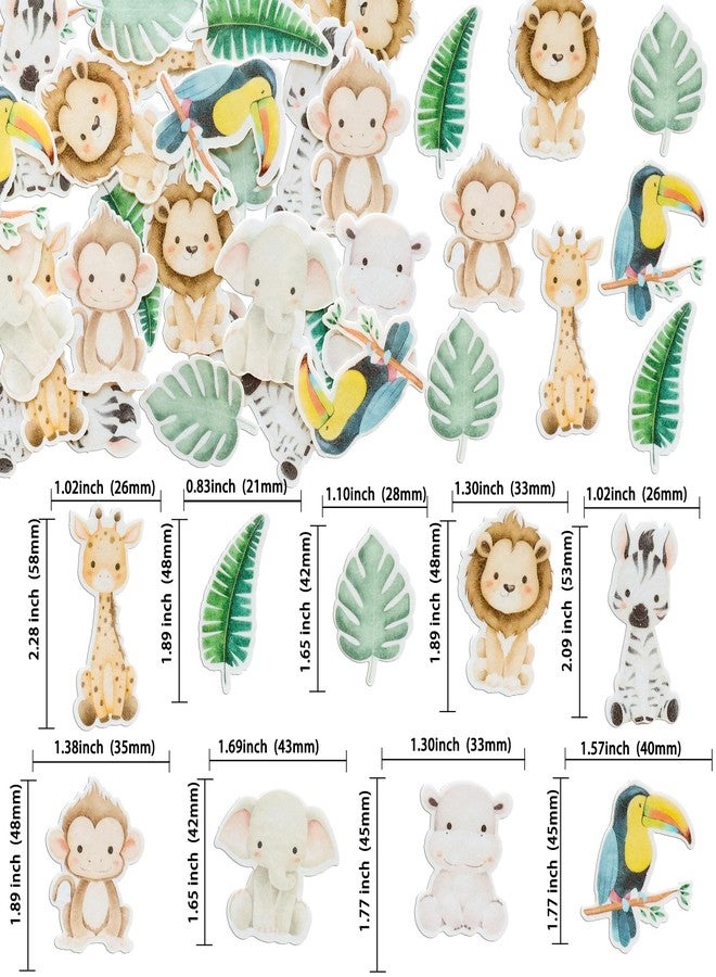 Ephlyn 54Pcs Edible Jungle Safari Animal Theme Cupcake Toppers Wafer Paper Jungle Safari Animal Cake Toppers Dessert Muffin Cake Picks Cake Decoration for Baby Shower Birthday Party Supplies - Image 2