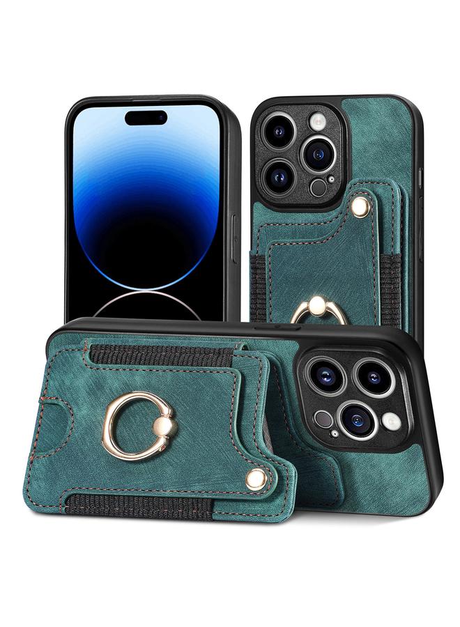 S-TOP Case For iPhone 13 Retro Skin-feel Ring Multi-card Wallet Phone Case - Image 1