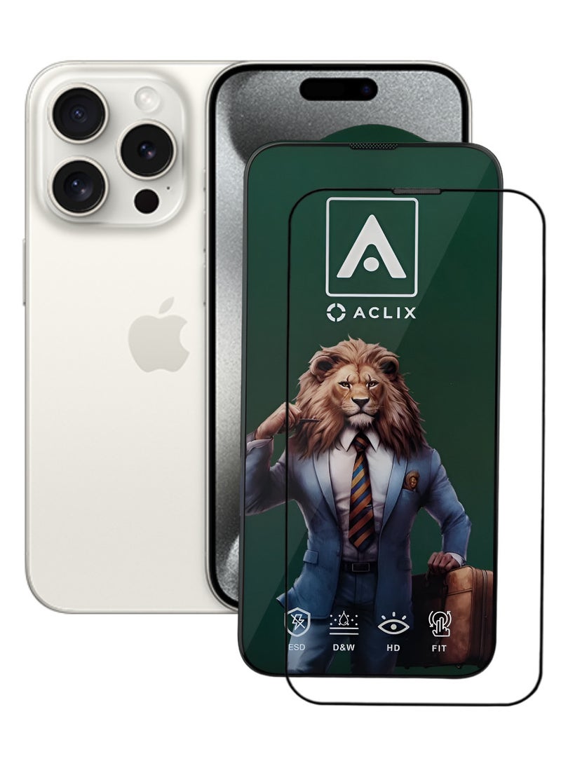 ACLIX Antistatic ESD Dustproof Premium Quality High Definition Tempered Glass Screen Protector Designed For  iPhone 15 Pro - Image 1