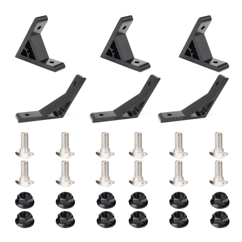 Blccloy 3Pcs 60Deg  3Pcs 120Deg 2020 Aluminum Extrusion T Slot Angle Bracket 20 Series Extruded Hardware 60 Degree Joint Corner Connector For 60 120 Degree 20/20 80 20 2040 Black Aluminum Profile - Image 1