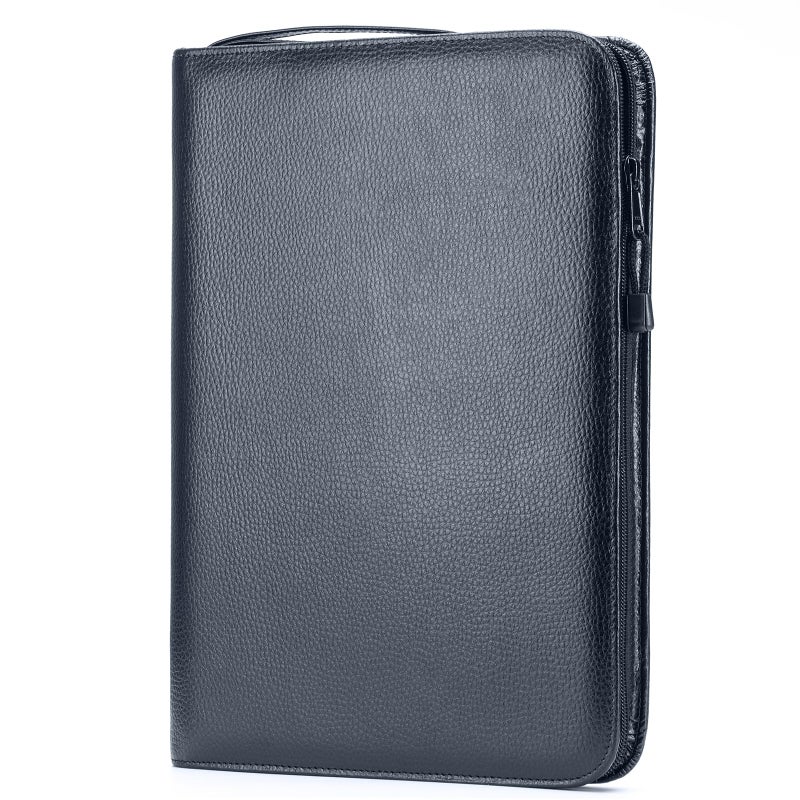 Lanxivi Black Cowhide Leather Fountain Pen Case for Various Size Pens, 46 Slot Display Holder Bag - Image 1