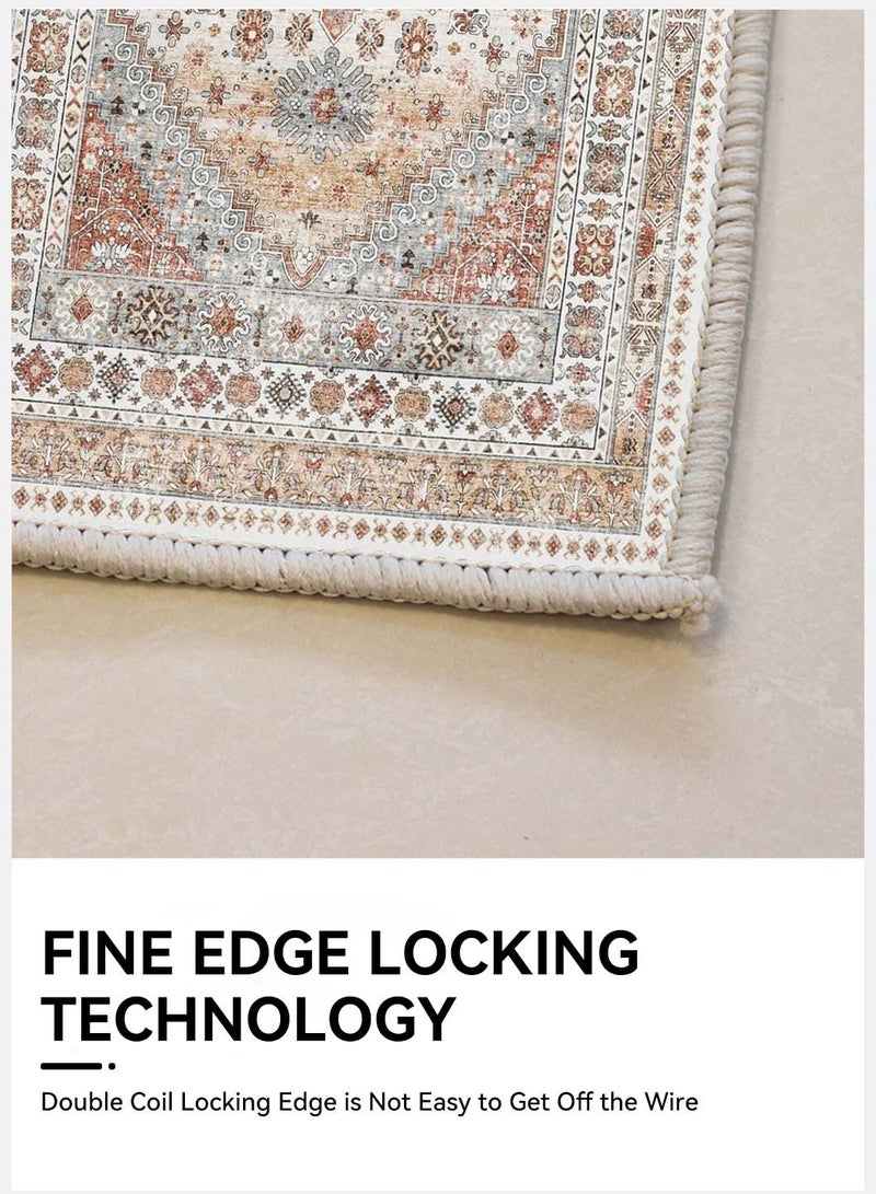 LEOKOR Vintage Area Rug with Non-Slip Backing, Washed Printing Dirt-Resistant and Water-Absorbent Floor Mat, Soft Large Rugs for Living Room Bedroom Dining Room 120*160CM - Image 4