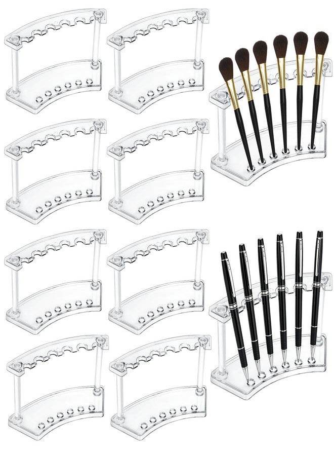 SOUJOY 8 Pack Acrylic Pen Display Stand, 6-Slot Pen Holder Rack, Eyebrow Pen Stand, Makeup Brush Rack Organizer for School Office Home Store - Image 1