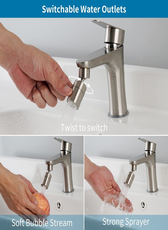 Hibbent NSF/ANSI/CAN 61 Certified Faucet Aerator, Kitchen Sink Faucet Aerator, 2 Water Flow CUPC Certification 360-degree Swivel Faucet Extender, 55/64 Inch Female Thread, Water Saving-Brushed Nickel - Image 3