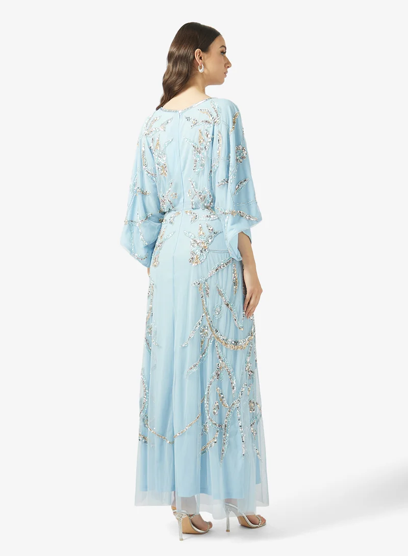 Frock and Frill Embellished Flared Sleeve Maxi Dress