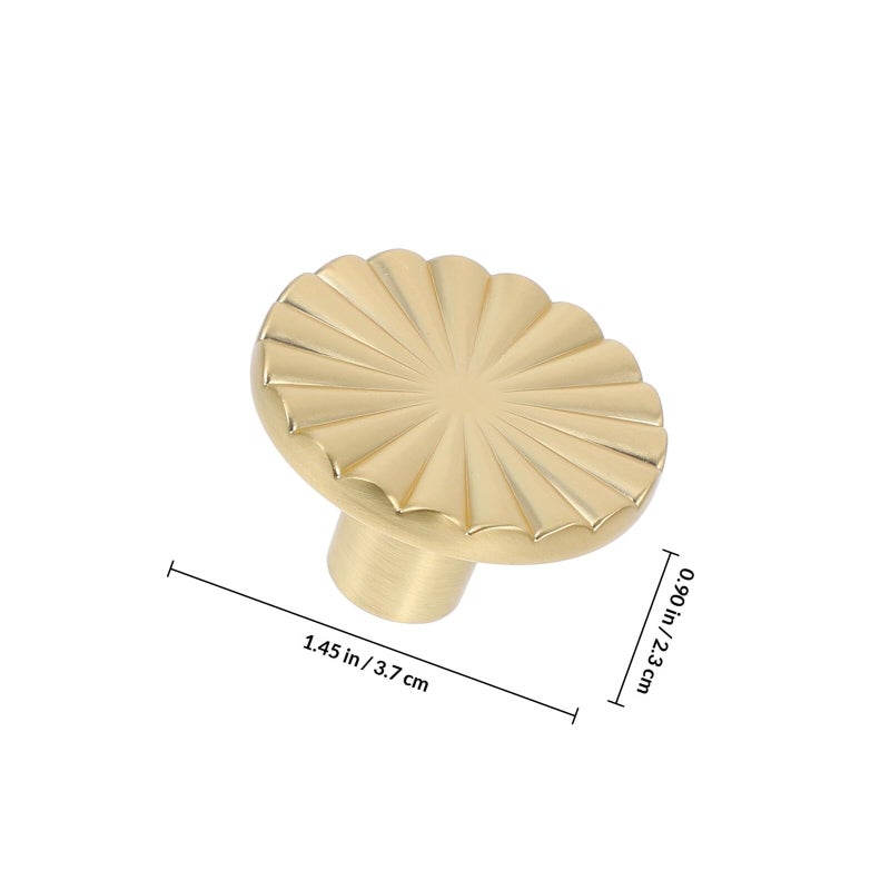 Brushed Brass Fan Shaped Cabinet Knobs And Pulls 6pcs For Kitchen Bathroom Furniture - Image 3