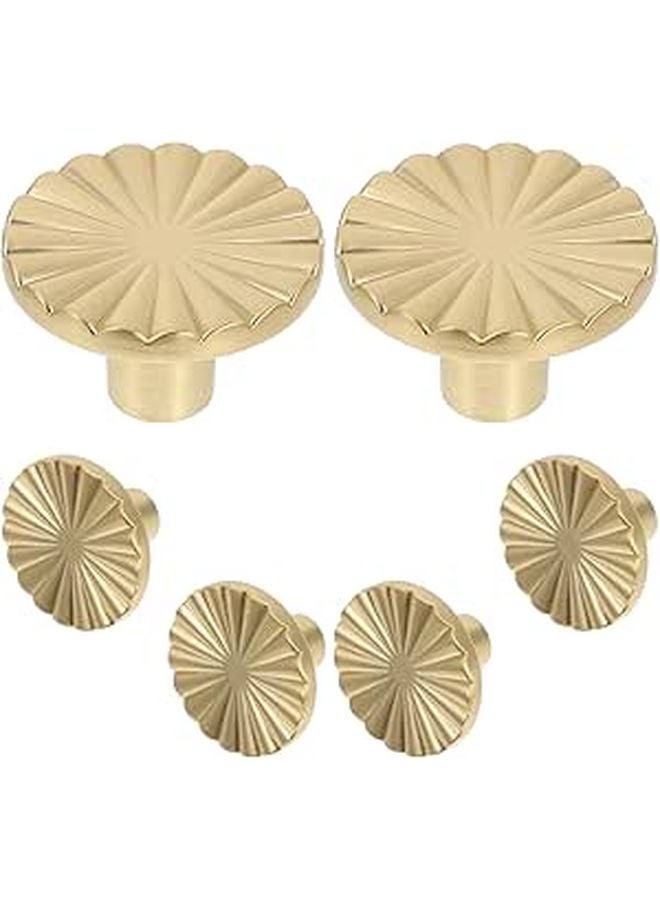 Brushed Brass Fan Shaped Cabinet Knobs And Pulls 6pcs For Kitchen Bathroom Furniture - Image 1