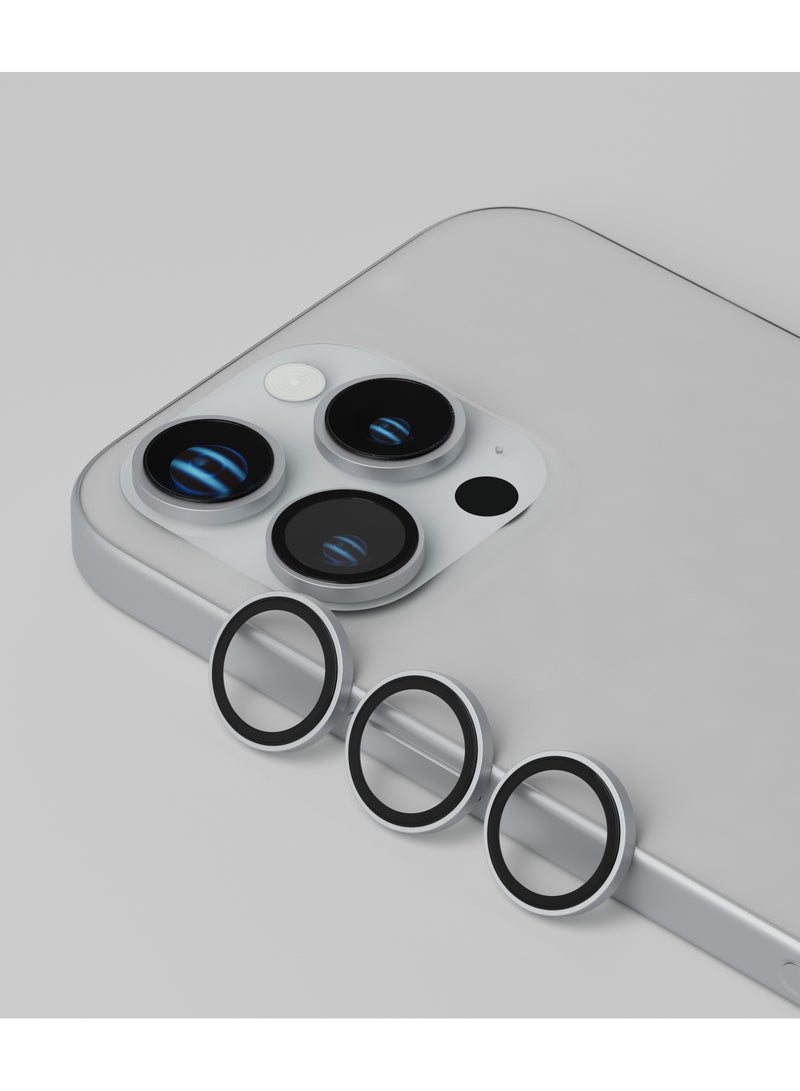 LEVELO Trio Lens Protector for iPhone 16 Pro/Pro Max / Anti Fingerprint / 9H Hardness Glass / Double Sided Anti Reflection and Durable Camera lens Protector - White Titanium - Image 2