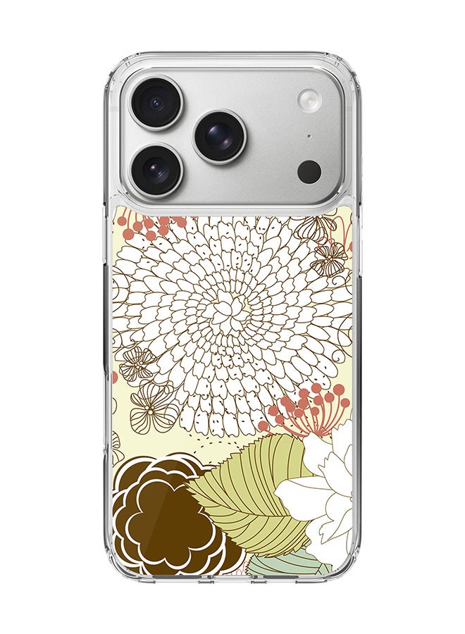 Stylizedd Classic Clear MagSafe Case for iPhone 17 Pro , Hybrid Soft Case Flexible Edges Anti Drop TPU PC Gel Thin Transparent Cover [ Designed for iPhone 17 Pro ] - Blooming Flower Full Print