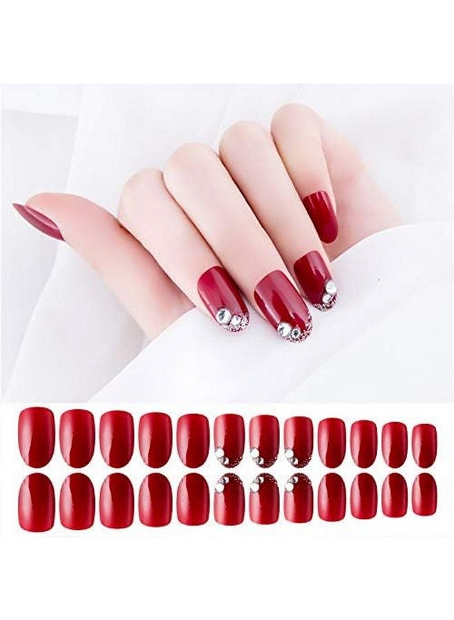 رابيدز فلو مجموعة 24 قطعة من الأظافر الصناعية الفرنسية الطويلة وصلات أظافر كاملة مع مجموعة تطبيق مجانية (أحمر) - Image 1