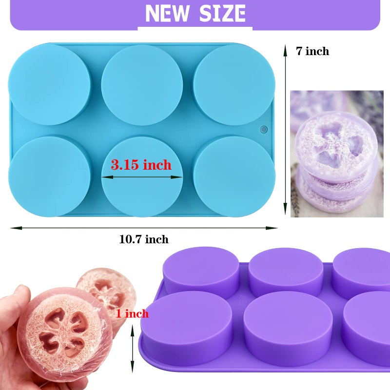 Moukiween Big Round Silicone Soap Molds, 3 Inch Cylinder Silicone Mold for Loofah Soap Making, Shower Steamer, Bath Bombs, Lotion Bars (Set of 2) - Image 2