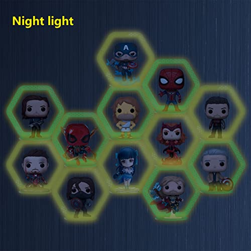 LRANFOW 12 Sets Display Shelves for Funko Pop Display or Other Pop Figures, Wall Mounted Glow at Night - Image 2