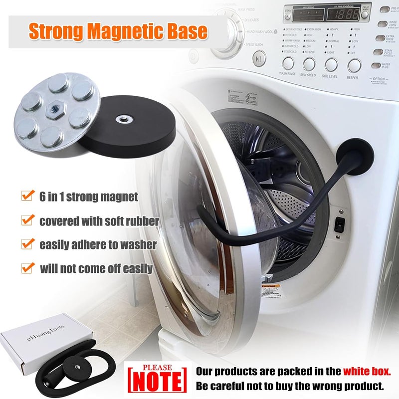 eHuangTools Washer Door Prop and Stopper for Front Load Washing Machine, Removable Washer Door Holder with 43mm Magnet Base, Flexible Washer Door Stopper Keep Washer Door Open to Prevent Odors - Black - Image 2