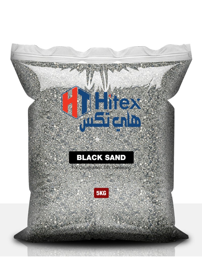 هيتكس رمل أسود طبيعي متعدد الاستخدامات، للحرف اليدوية، والبناء، والديكور، وحشو المزهريات، والعلاج، والمشاريع المنزلية، والأرضيات، ومزيج التربة من النباتات العضوية، والديكور الداخلي والخارجي | 5 كجم - Image 1