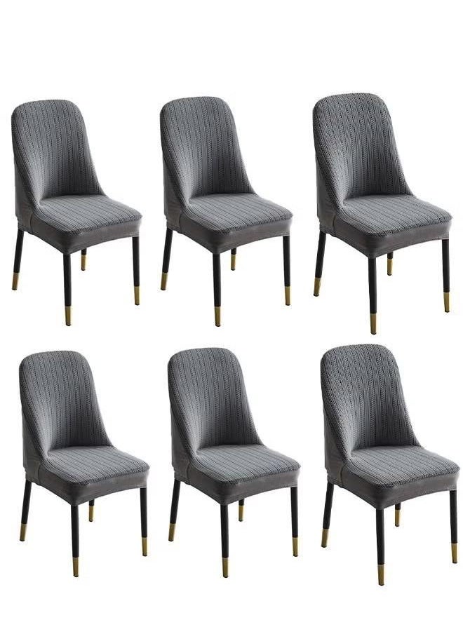 XiuWoo 6 Packs Super Fit Stretch Removable Washable Short Dining Chair Protector Cover Seat Slipcover for Hotel Dining Room Ceremony Banquet Wedding Party  - Image 1