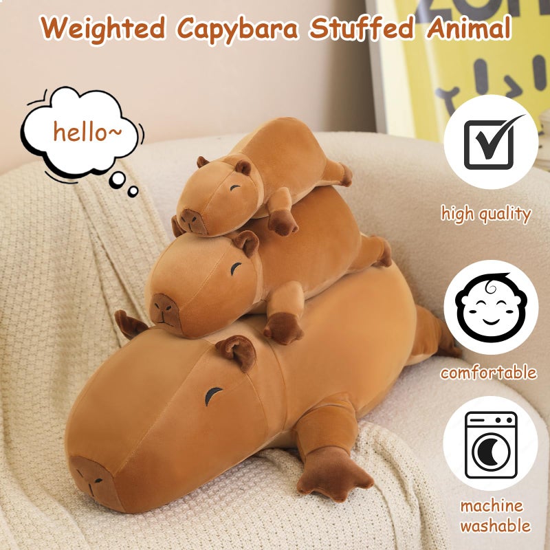 SQEQE Weighted Capybara Plush  Weighted Capybara Stuffed Animal for Anxiety  Cute Capybara Plushies Soft Capybara Pillow Toy Gift for Kids Adults 9.8 Inch  0.8 lbs - Image 2