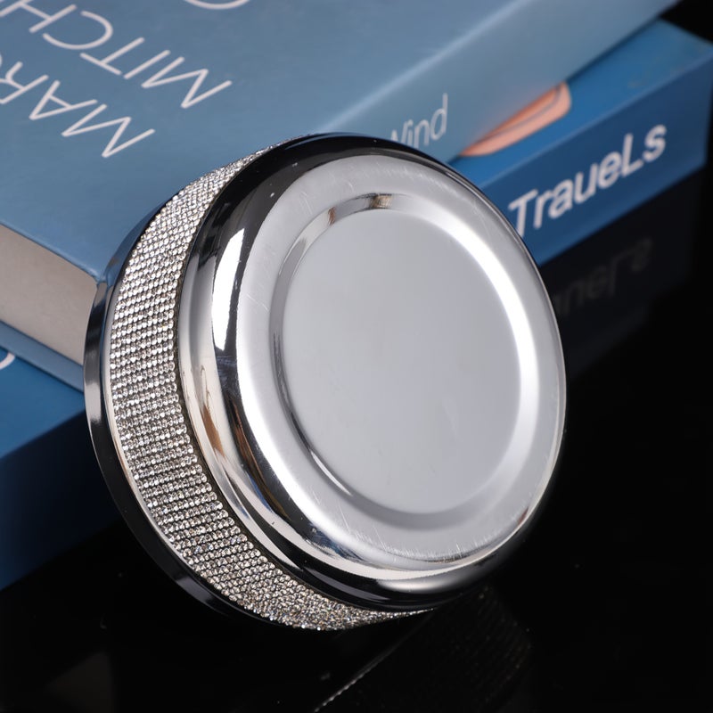 1 Pcs Rhinestone Encrusted Electroplated Metal Creative Ashtray XXL Size Rotating Lid Design Safe Smoke Free Easy To Clean Suitable For Living Room Kitchen KTV Club Office Bedroom Ideal Gift - Image 4