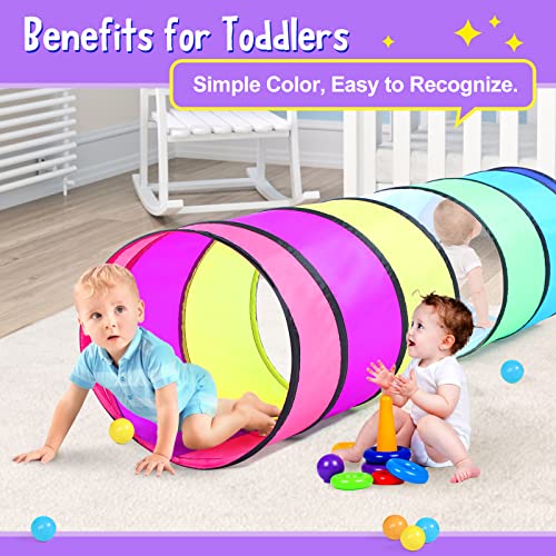 SweHouse Colorful Baby Play Tunnel for Toddlers with Mesh Window Cat Toy for Dogs Pets Kids Crawling Play Tent Pop Up Toddlers Tunnel Indoor Outdoor Toy Gift Rainbow Baby Tunnel - Image 5