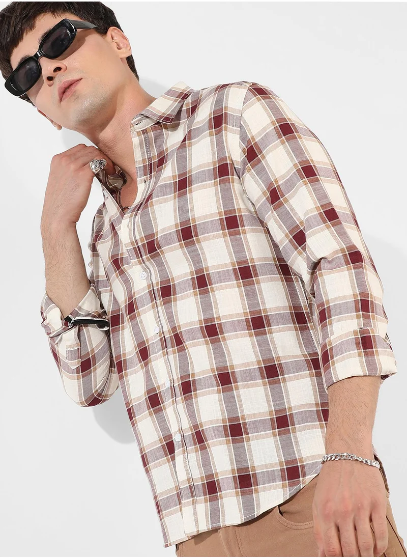 Campus Sutra Men's Multicolour Checkered Regular Fit Casual Shirt