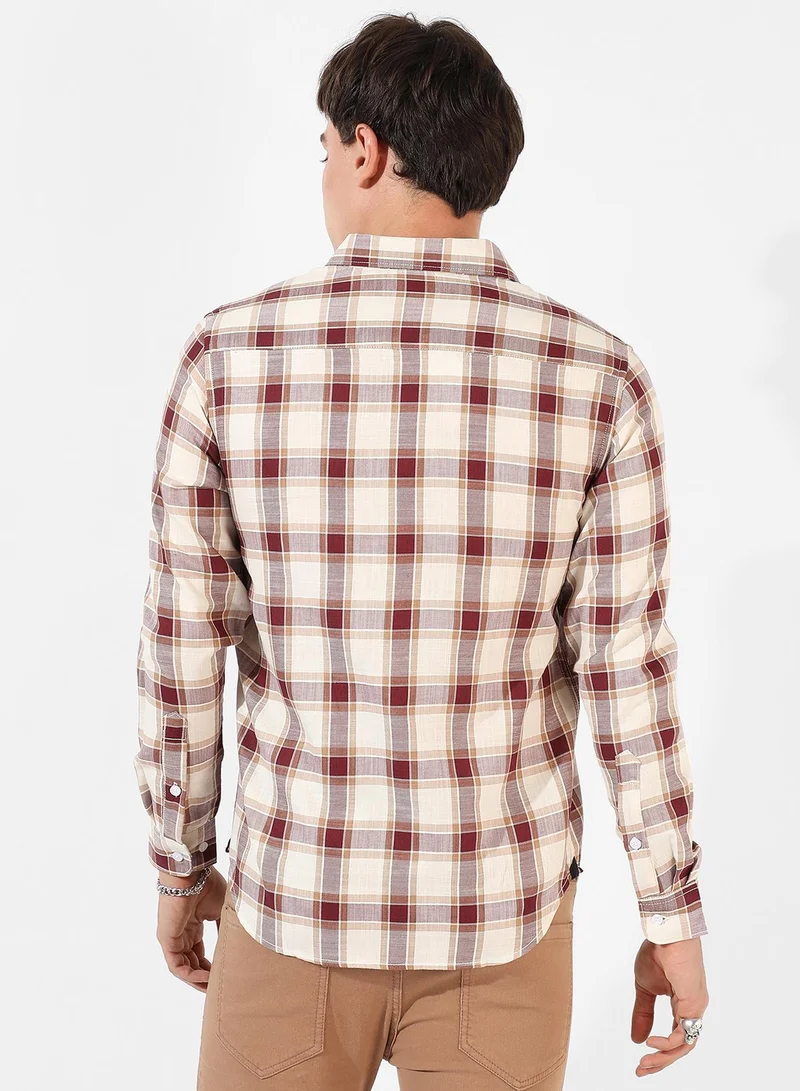 Campus Sutra Men's Multicolour Checkered Regular Fit Casual Shirt