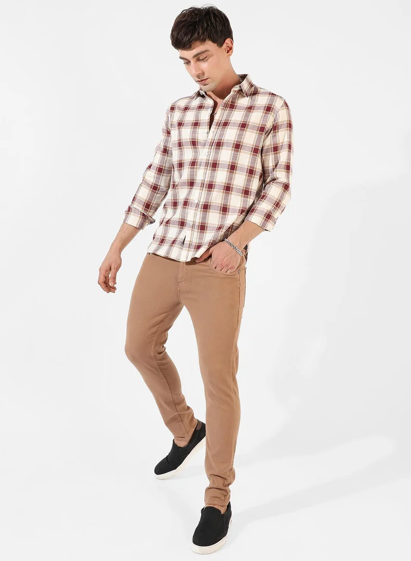 Campus Sutra Men's Multicolour Checkered Regular Fit Casual Shirt