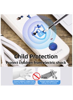 T I G O Universal Power Strips Extension Cord with 5 way Outlets with switch, Universal Plug Adapter, Charging Socket with 5 meter Extension Cord (White)  - Image 4