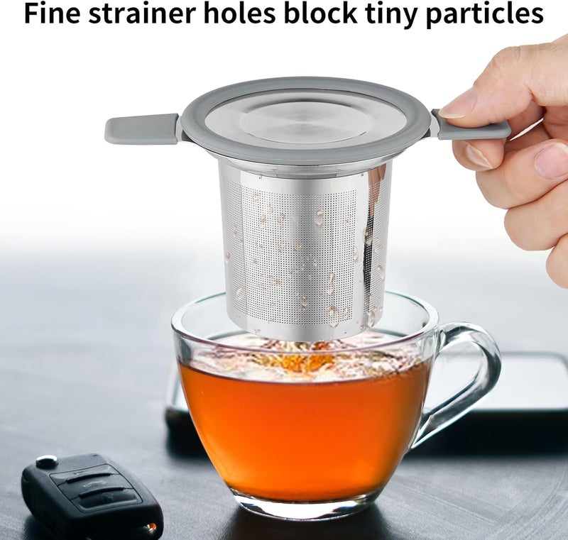 Ohtomber Tea Infuser Strainers, Stainless Steel Loose Leaf Tea Strainer Stepper with Heat Proof Double Handles, Extra Fine Mesh Ball Infusers, Diffuser Holder Filter for Mugs - Image 3