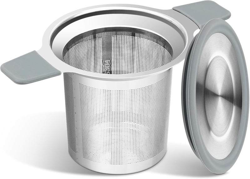 Ohtomber Tea Infuser Strainers, Stainless Steel Loose Leaf Tea Strainer Stepper with Heat Proof Double Handles, Extra Fine Mesh Ball Infusers, Diffuser Holder Filter for Mugs - Image 1