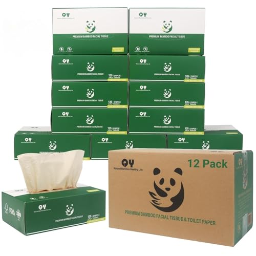 QingYa Unbleached Bamboo Facial Tissues 12 Boxes of 100 Natural Hypoallergenic 134 Sheets per Box FSC Certified Eco Friendly Ultra Soft Gentle for Everyday Home and Office Use - Image 2