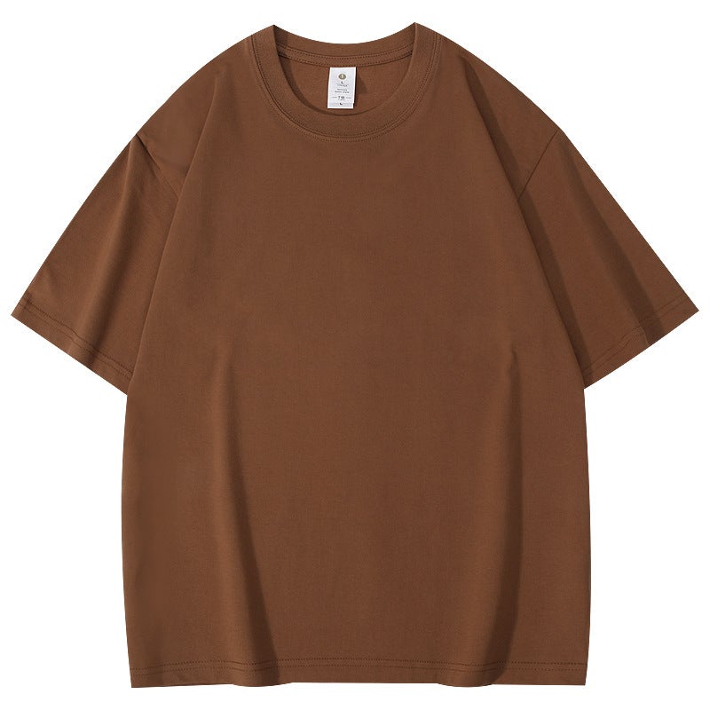 T018#260G Double Yarn Ice Cool Feel Heavy Loose Micro Shoulder T-Shirt - Image 1