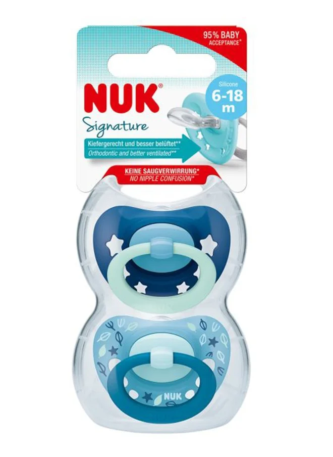 NUK Signature Silicone Soother 6-18 Months Assorted