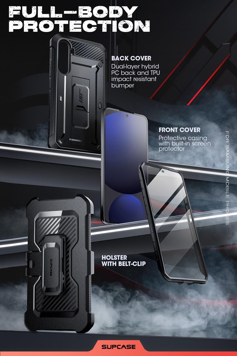 SUPCASE for Samsung Galaxy S24 FE Case with Stand & Belt-Clip, [Unicorn Beetle Pro] [Built-in Screen Protector] [Military-Grade Protection] Heavy Duty Rugged Phone Case for Galaxy S24 FE, Black - Image 5