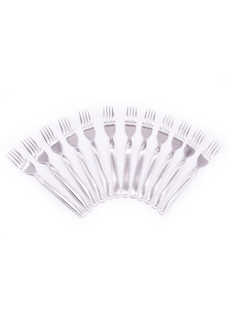 LTR Ncs-769Sdf Stainless Steel Dessert Fork Set 12-Pieces Silver Cake Forks Appetizer Fork  Pastry Forks Home  Wedding  Party  Caf   Restaurant Gift - Image 1