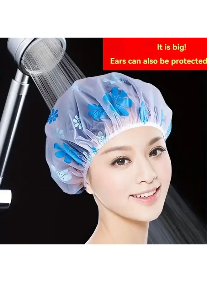 6PCS Adjustable Printed Shower Caps Individually Packed for Travel and Spa - Image 1