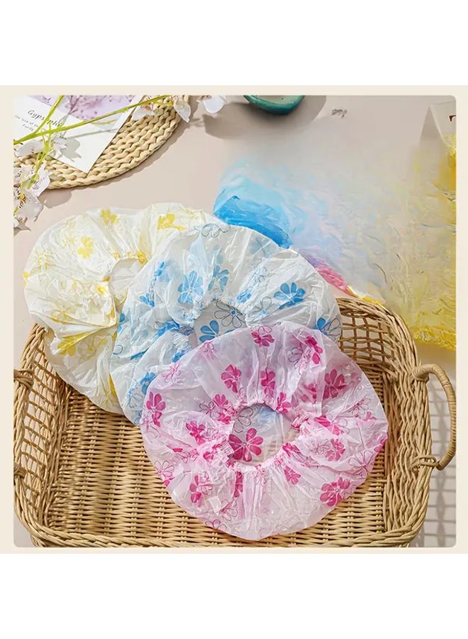 6PCS Adjustable Printed Shower Caps Individually Packed for Travel and Spa - Image 2